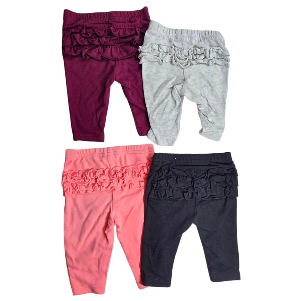 Carter's Baby Girl Ruffle Leggings Old Navy 4pc Set Pink Gray Black Maroon Cute